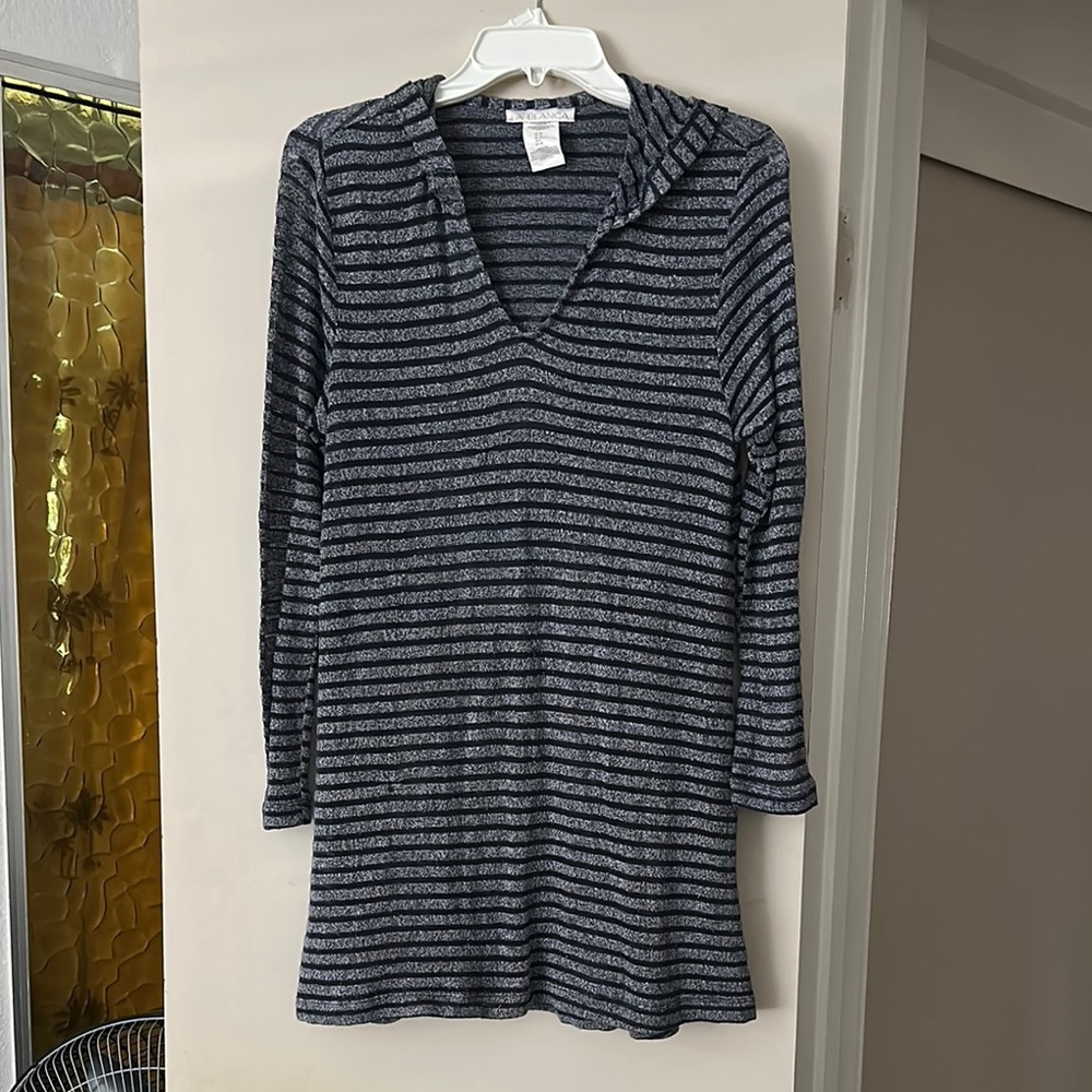La Blanca blue and white Striped Swim Coverup